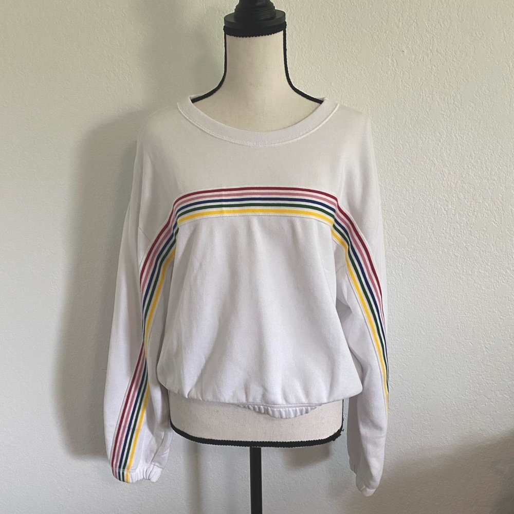 NWT vintage white sweatshirt w/rainbow ribbon detail from Abercrombie & Fitch.